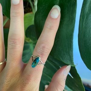 vintage turquoise silver ring sz 7 1/4
